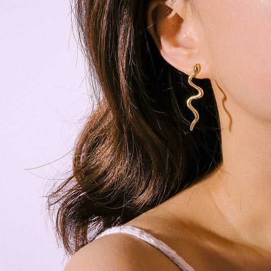 Punk Alloy Serpentine Geometric Stud Earrings