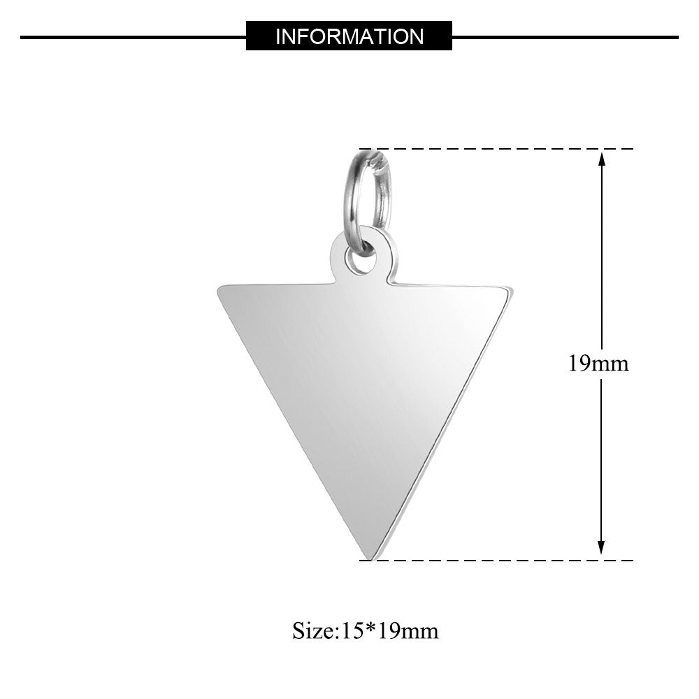 Colgante triangular de acero inoxidable pulido con espejo, paquete de 5 unidades