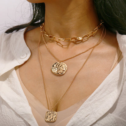 Irregular head seal double-layer necklace