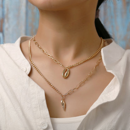 Irregular head seal double-layer necklace