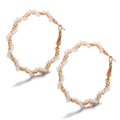 Statement Wrap Imitation Pearl Hoop Earrings