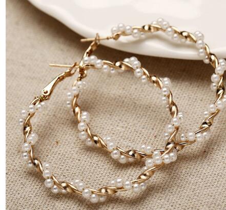 Wrap Pearl Large Hoop Earrings