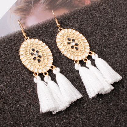 European and American earrings, fringed earrings.