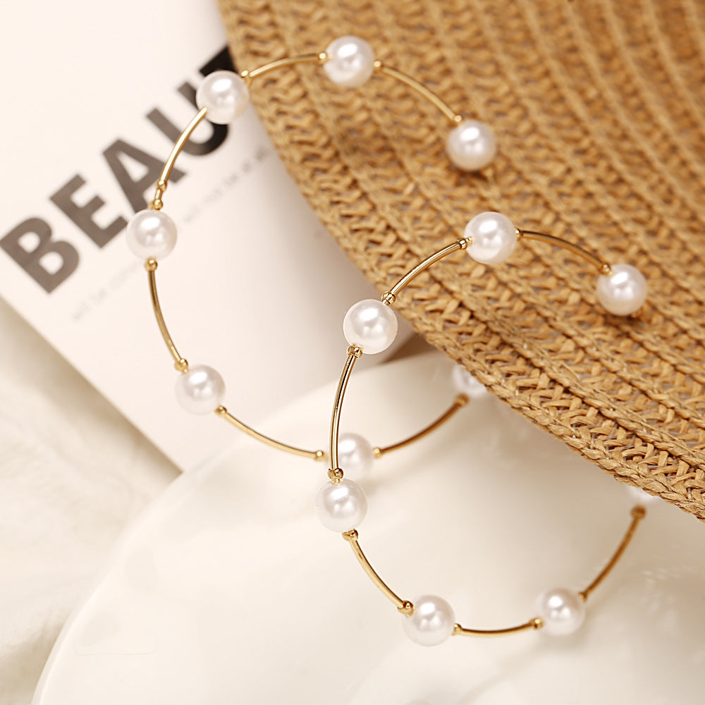 Statement Wrap Imitation Pearl Hoop Earrings