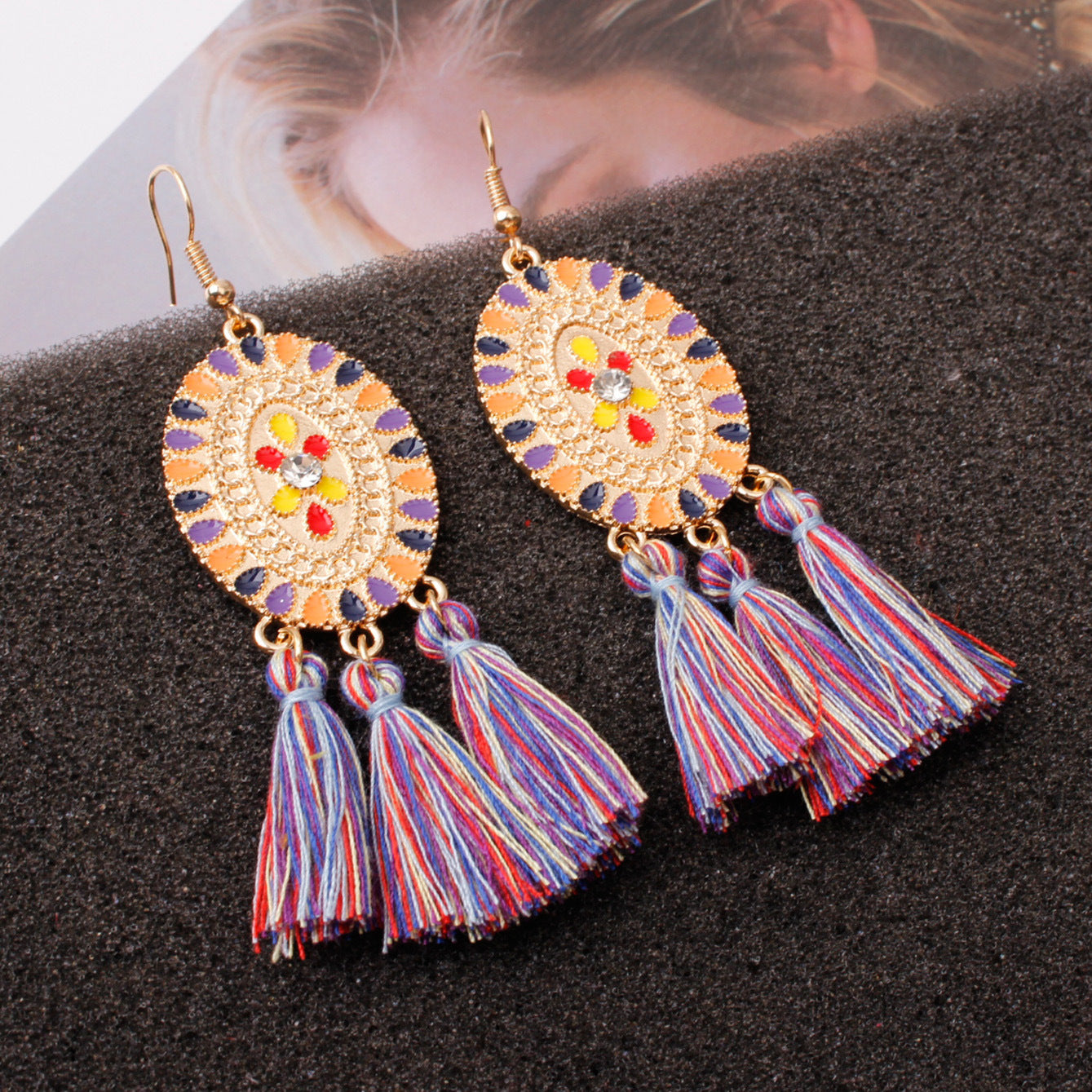 European and American earrings, fringed earrings.