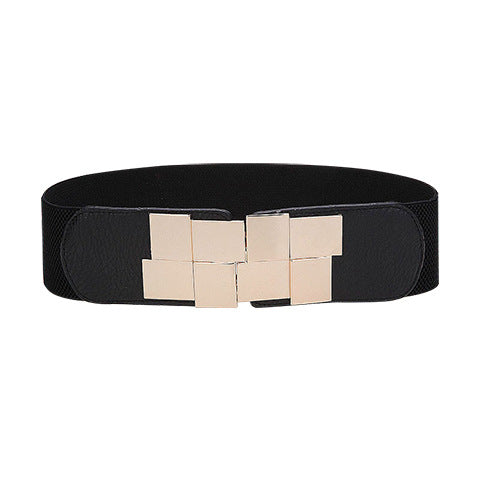 Women's elastic wide belt, black