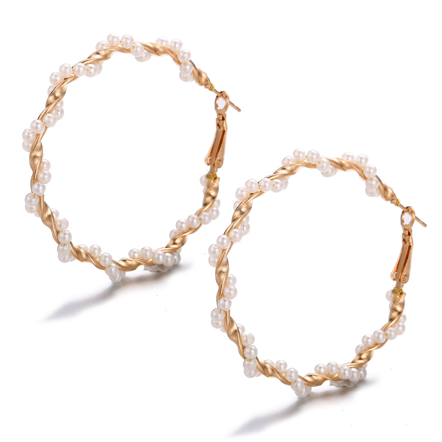 Wrap Pearl Large Hoop Earrings