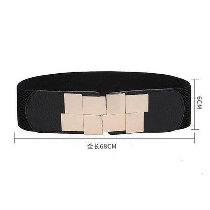 Women's elastic wide belt, black