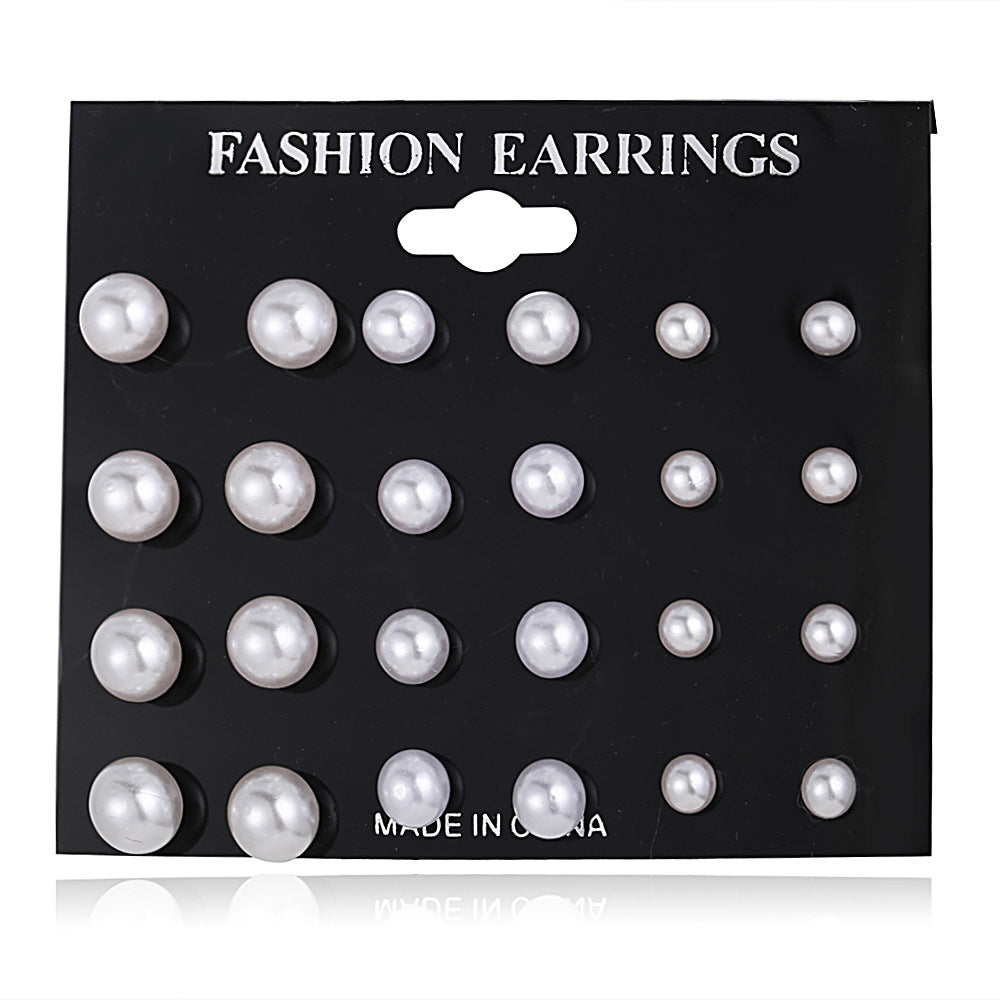 Set of 12 pairs of imitation pearl earrings