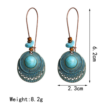 Long round turquoise earrings