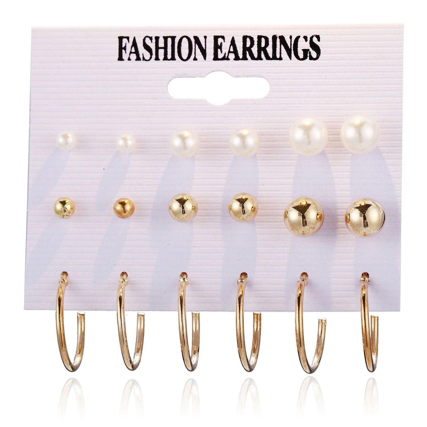 Set of 12 pairs of imitation pearl earrings