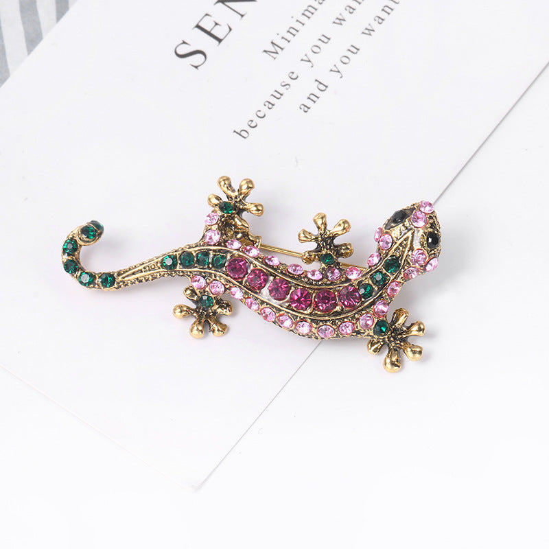 Lizard Brooch Rhinestones