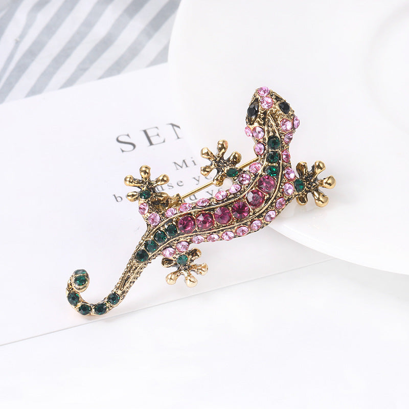 Lizard Brooch Rhinestones