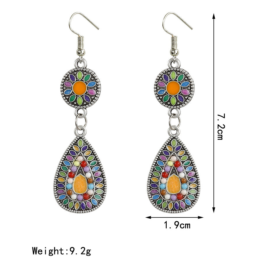 Oil drop alloy pendant earrings