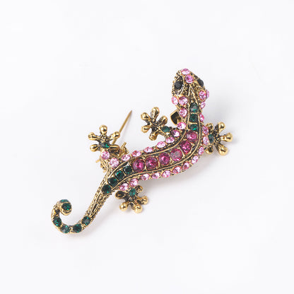 Lizard Brooch Rhinestones