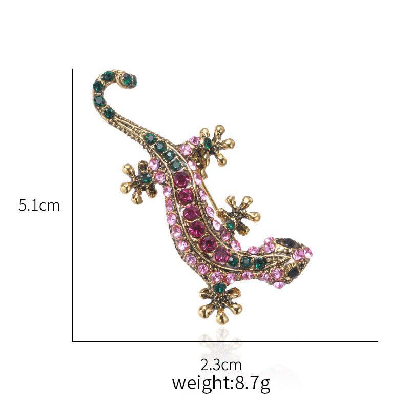 Lizard Brooch Rhinestones