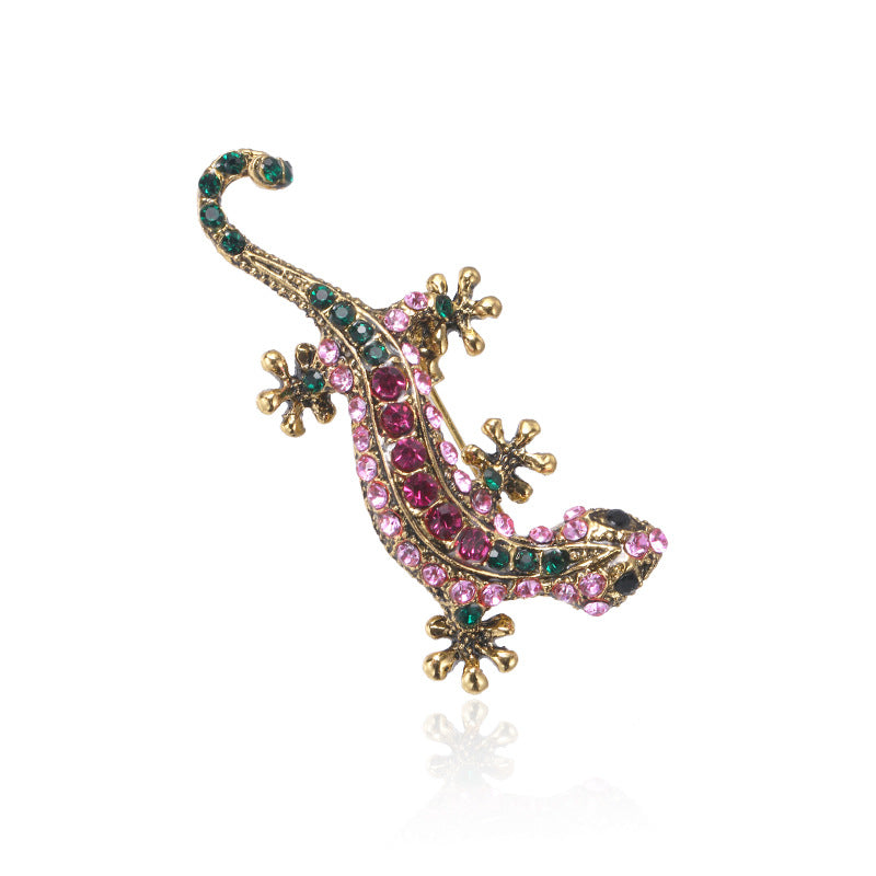 Lizard Brooch Rhinestones