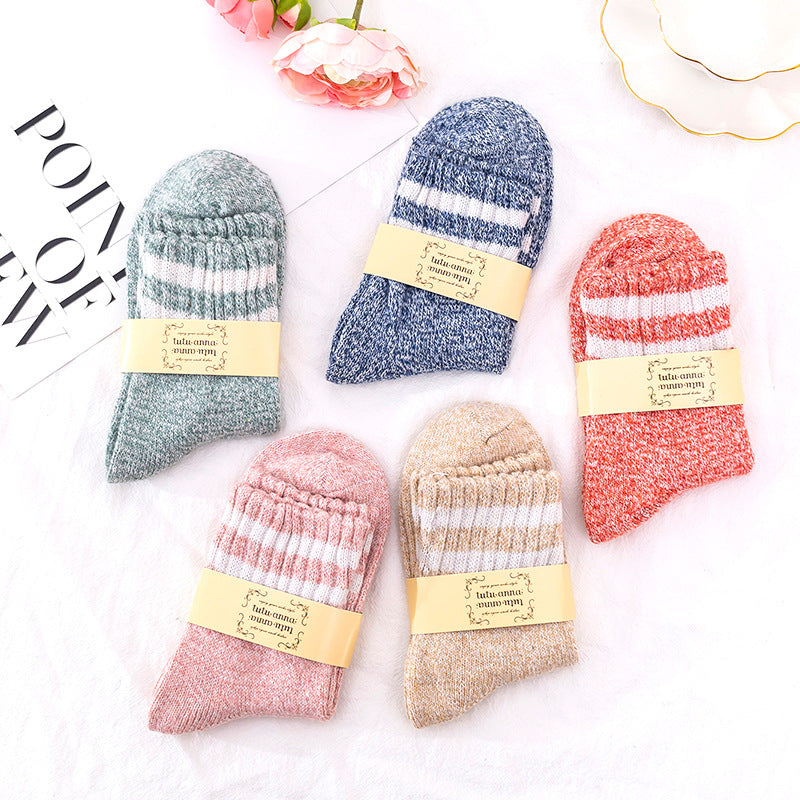 Autumn-Winter Double Stripe Thick Women's Socks