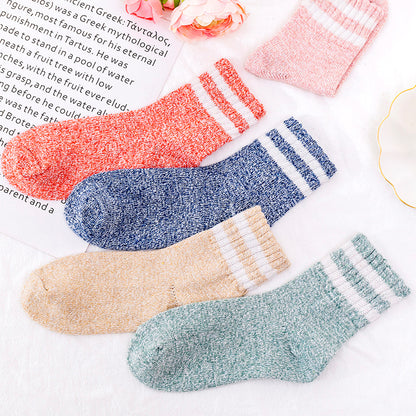 Autumn-Winter Double Stripe Thick Women's Socks