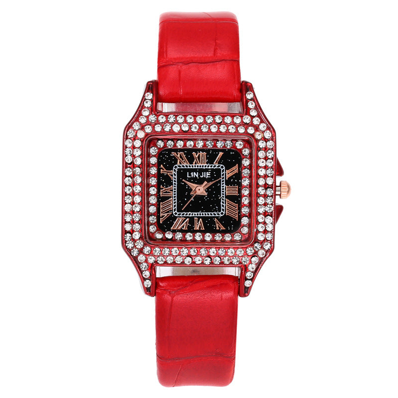 Small Square Starry Sky Womens Watch Large Dial