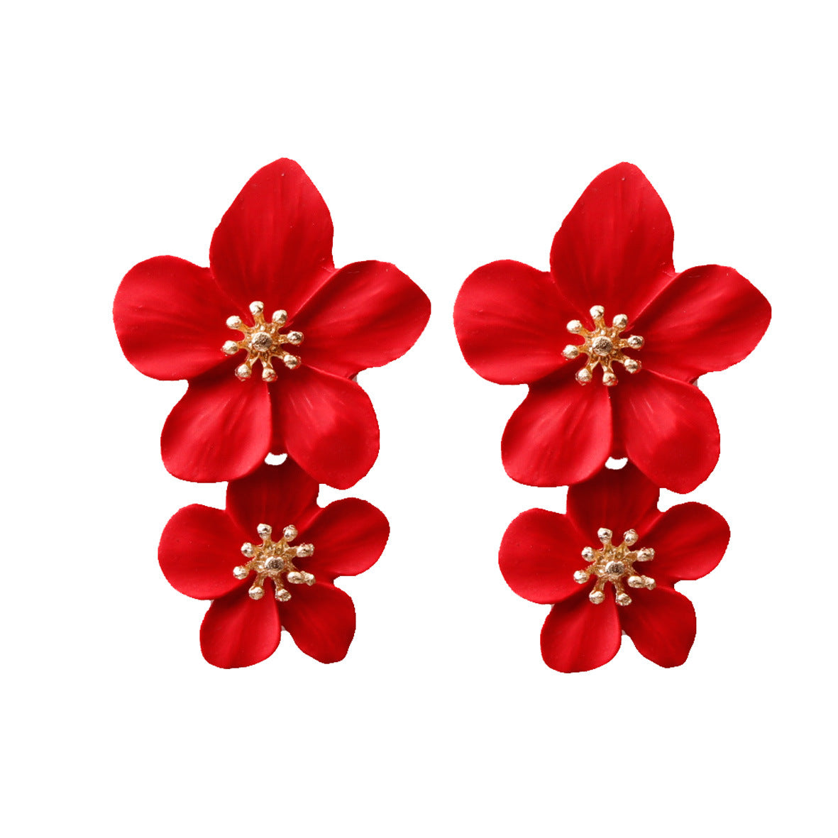 Flow multi-color double-layer flower stud earrings