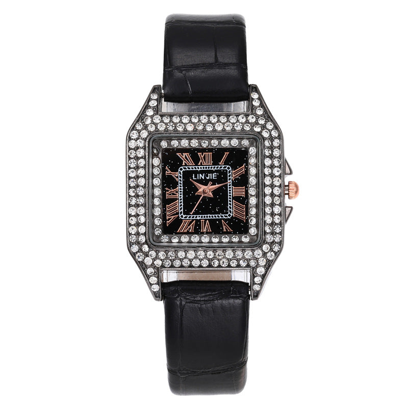 Small Square Starry Sky Womens Watch Large Dial