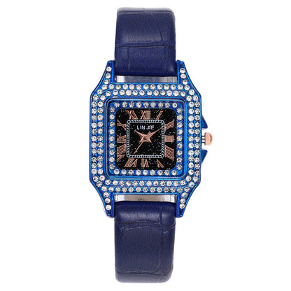 Small Square Starry Sky Womens Watch Large Dial