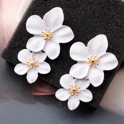 Flow multi-color double-layer flower stud earrings