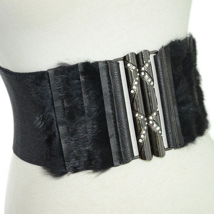 Autumn and winter fluff wide belt