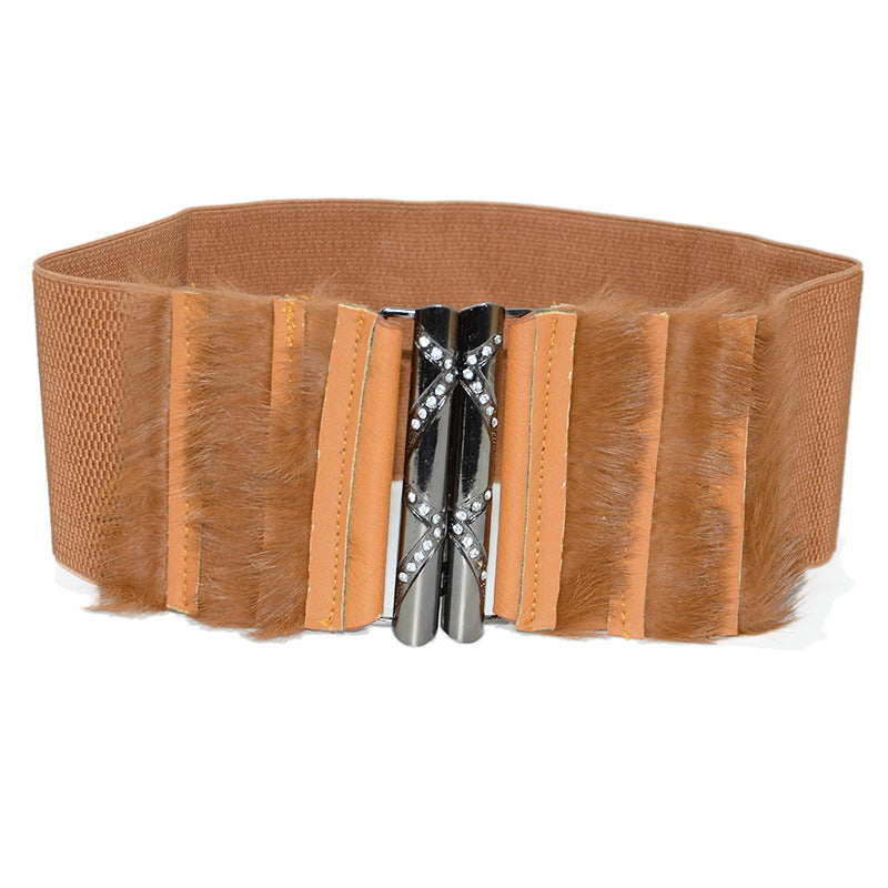 Autumn and winter fluff wide belt