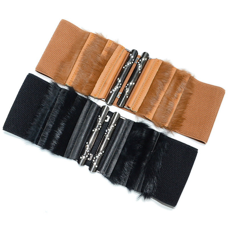 Autumn and winter fluff wide belt