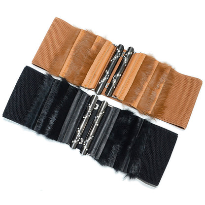 Autumn and winter fluff wide belt