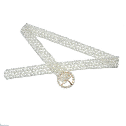 Super wide pearl waist chain