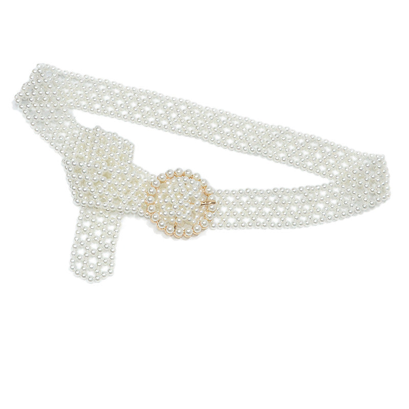 Super wide pearl waist chain