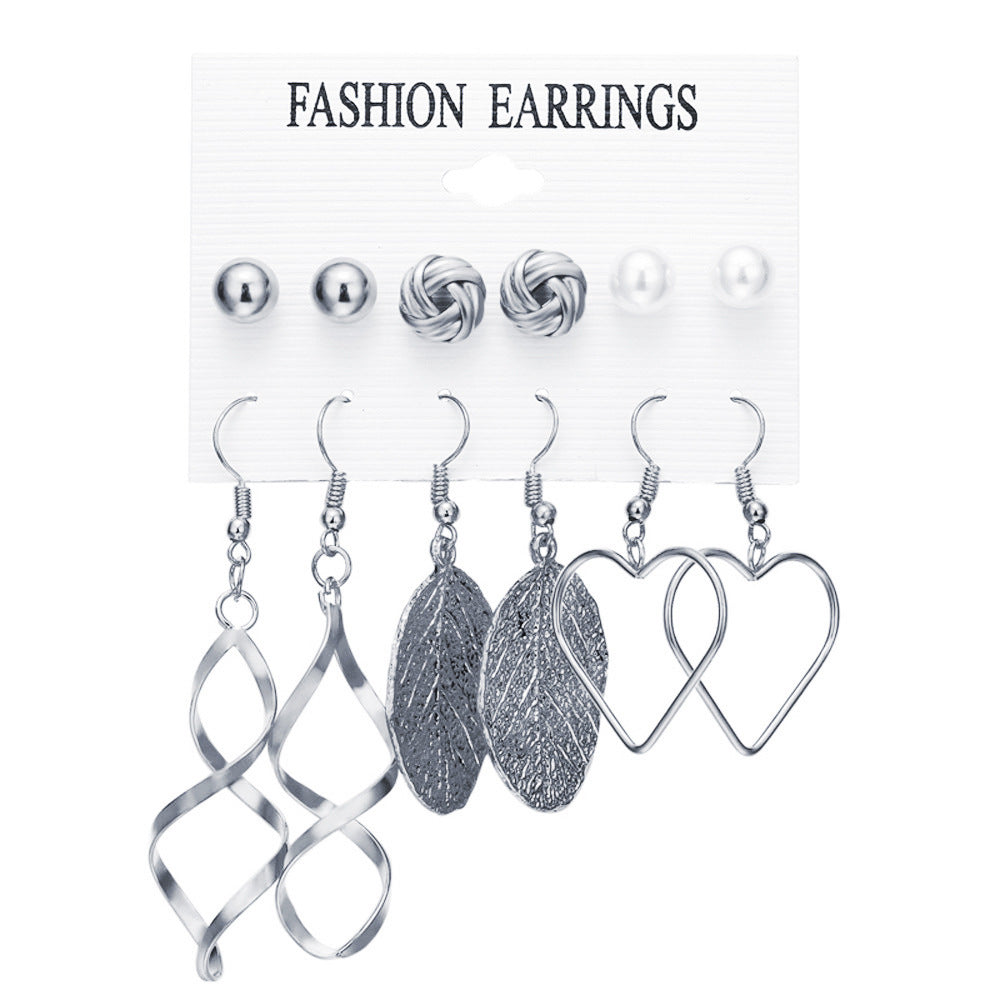 Pearl tassel earrings 6-piece set