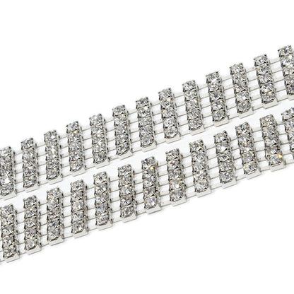 5 rows of diamond-encrusted metal thin belt