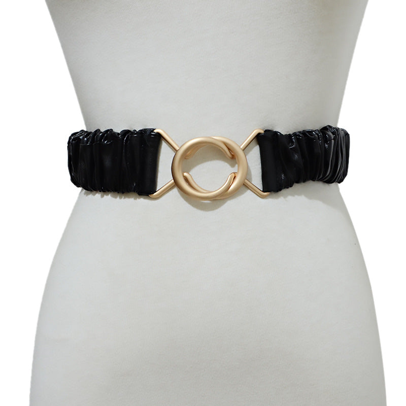 Versatile pair buckle pleated belt wholesale