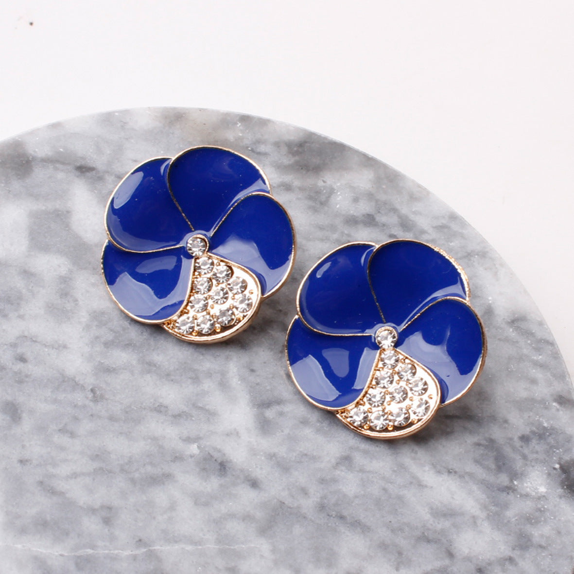 Alloy flower diamond drip earrings