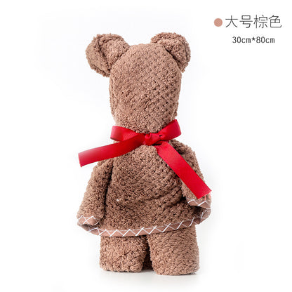 Bear-Shaped Coral Fleece Towel (Absorbent, Gift Towel)