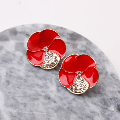 Alloy flower diamond drip earrings