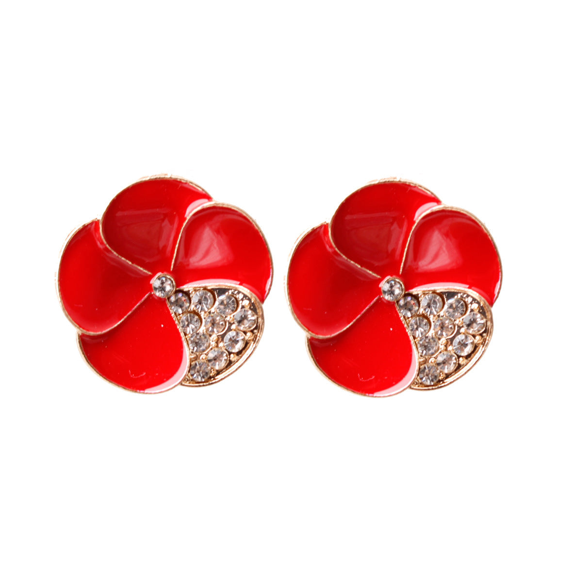 Alloy flower diamond drip earrings