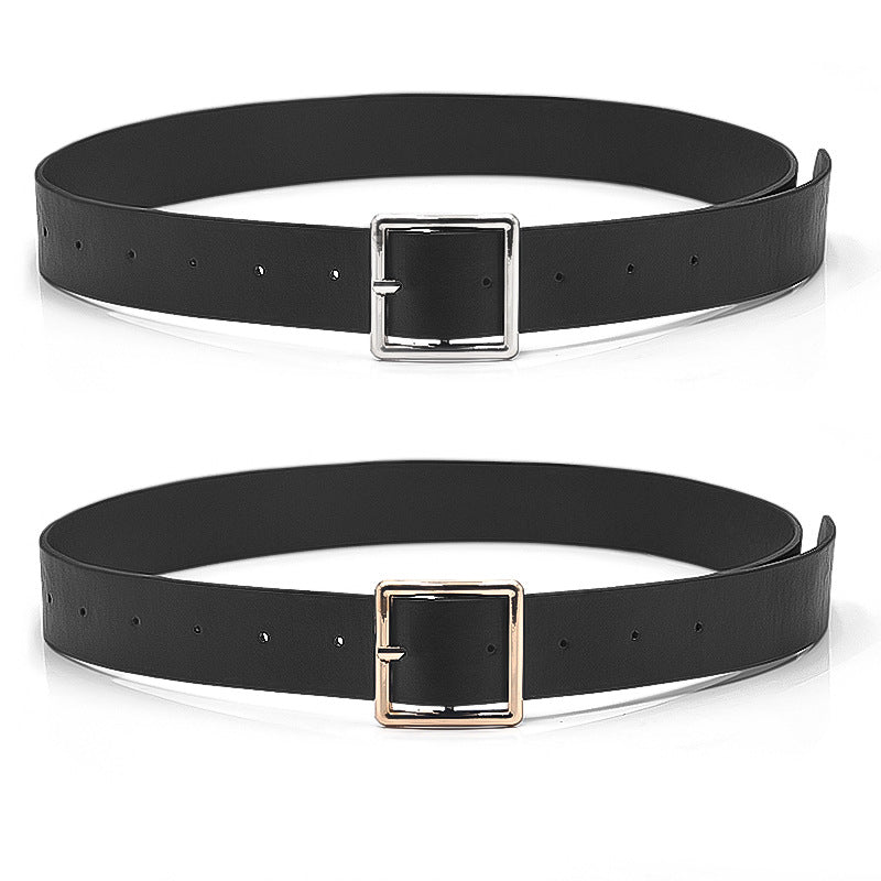 Square button head pu belt wholesale