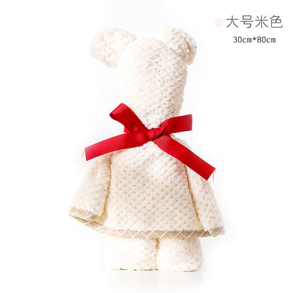 Bear-Shaped Coral Fleece Towel (Absorbent, Gift Towel)