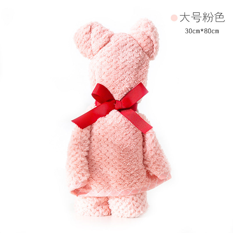 Bear-Shaped Coral Fleece Towel (Absorbent, Gift Towel)