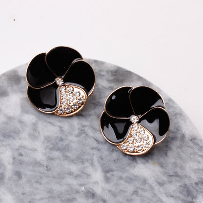 Alloy flower diamond drip earrings