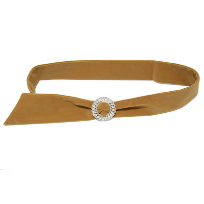 Velvet Solid Color Crystal Buckle Waist Seal