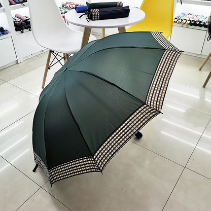 Solid Edge Plaid 3-Fold Business Gift Umbrella Wholesale