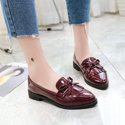 Bow tassel shoes women