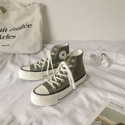 Thick-soled high-top canvas shoes ulzzang height-increasing sneakers