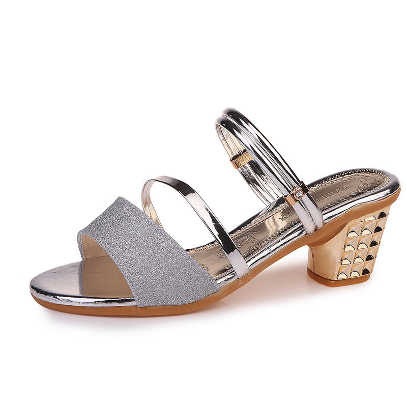 Korean version of sandals women's thick heels